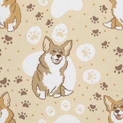Heko Panels Textil anyag, Corgi kutya és mancsok, Poliészter 100%, 210g/pm, Méret: 100cm x 155cm (DX1109)