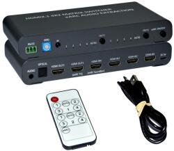 TECHLY Switch matrice HDMI, audio extern, 4 intrari - 2 iesiri, 8K@60Hz, V. 2.1, EDID, telecomanda, Techly IDATA HDMI-MX428KA, Negru (IDATAHDMI-MX428KA)