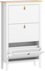 HomCom Pantofar Slim cu 3 sertare, pentru 21 perechi de încălțăminte, mărimea EU44 și rafturi reglabile, 80x24x131 cm, alb | Aosom Romania (837-578V01WT) Pantofar