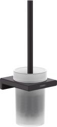 Hansgrohe Perie WC cu suport hansgrohe AddStoris, montare pe perete, metal si sticla, mattschwarz (84029875)