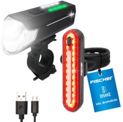 Fischer Set de iluminare pentru bicicleta FISCHER cu acumulator, 80 Lux, 22 ore autonomie (25421837)