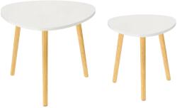 Chomik Set 2 măsuțe de cafea, blaturi albe, picioare culoare lemn natural 80400 (FAT2275) Masa de cafea
