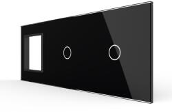 LIVOLO Panou Priza Simpla + 2 Intrerupatoare Simple cu Touch LIVOLO din Sticla (VL-P7E/01/01-6B)