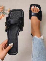  Ximi Ruo fekete bőr utánzatú flip-flop papucs ZT2 40, 5