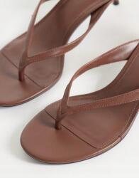 Mango barna alacsony sarkú flip-flop papucs bőr utánzat B25 42