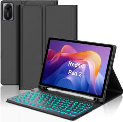 Xiaomi Redmi Pad 2 és Pad SE 11 colos billentyűzetes tok RGB háttérvilágítással - Fekete