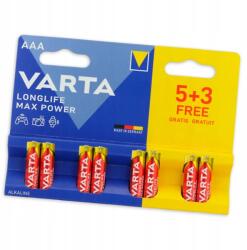 VARTA Aaa LR03 alkáli elem Varta Longlife Max Power 5+3 Ajándék 1, 5V 8 db (4703)