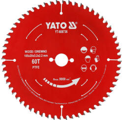 TOYA disc circular PTFE pentru lemn, plăcuțe metal dur, 185x20x60T (YT-608736)
