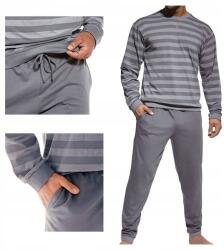 Cornette Férfi hosszú ujjú pamut pizsama 117/160 Loose 9 grafit XL (117)