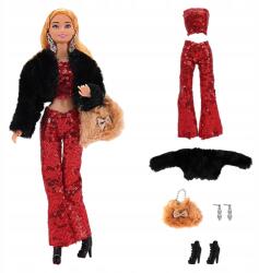  Flitteres Glamour Szett Szőrmével És Kiegészítőkkel Babi Babához 28-30 cm (UBB-SET-CEK3)