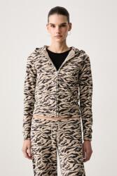 Juicy Couture cipzáras melegítőfelső kapucnival női pamuttal CAMO ZEBRA WASHED ROBYN - bézs XS