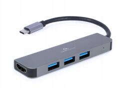 Gembird A-CM-COMBO2-01 Usb-c - Hdmi adapter és 3 portos Usb 3.0 elosztó (hub) (A-CM-COMBO2-01)