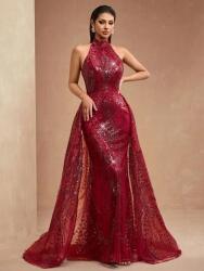  Shein-csv piros flitteres maxi ruha S06 S