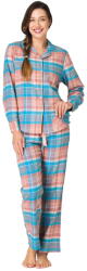 Key pijama damă cu nasturi Key 435 albastru marin FLANEL: L (35011 L)