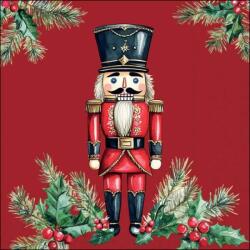 Ambiente Karácsonyi diótörős szalvéta - piros - Wooden Nutcracker Red (VR-33321293)