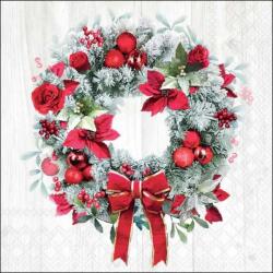 Ambiente Karácsonyi koszorús szalvéta - 25x25 cm - Blooming Wreath (VR-32521030)