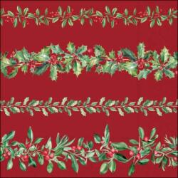 Ambiente Karácsonyi szalvéta - magyal girlandos - Leaf Garlands red (VR-33320967)