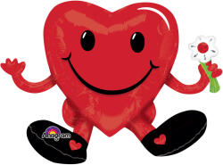 Amscan Balon in forma de inima cu floare - SITTING SMILEY Heart Guy multibaloon (31863)