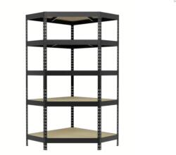  Fekete, festett sarokpolc, 220 × 90 × 40 cm, 6 polccal, 875 kg teherbírással (2200900/900400/4005P)