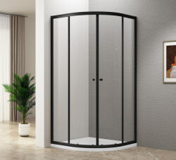 SAPHO ARLETA BLACK íves zuhanykabin, 900x900mm, matt fekete profil/transzparent üveg (BLS900) (AQUALINE-BLS900)