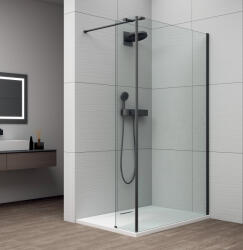 POLYSAN ESCA BLACK MATT Walk-in zuhanyfal kiegészítő oldalfallal, 700mm, kieg. : 285mm, transzparent üveg (ES1070ES1030B) (POLYSAN-ES1070ES1030B)