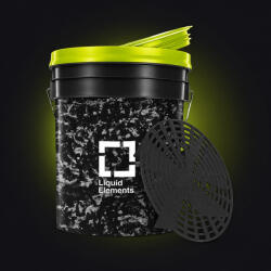 Liquid Elements mosóvödör 20L - Forged Carbon, szennyfogó ráccsal és fedéllel