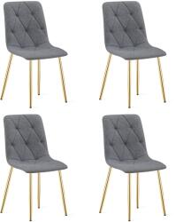 FDY Set 4 Scaune Bucatarie/Dining Fido, Picioare Aurii, Textil Gri