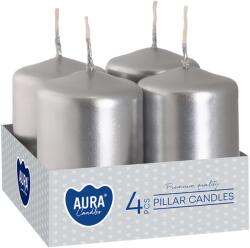 AURA Lumânări advent argintii metalizate 60 × 40 mm - 4 buc