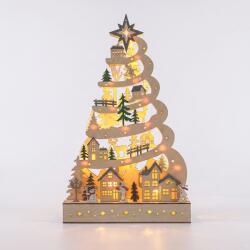 Solight brad de Crăciun din lemn cu LED și decorațiuni, 45 cm
