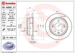 BREMBO Disc Frana 08. A869.21 Hyundai Sonata V/Sonata Vi/Sonata Vii Kia Optima (08.A869.21)
