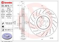 BREMBO Disc Frana 09. A819.11 Brabus 50S Mercedes-Benz Cls/E-Class/E-Class T-Model/Sl (09.A819.11)