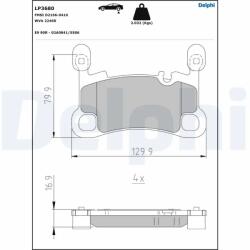 DELPHI Set Placute Frana, Frana Disc Lp3680 Porsche Cayenne Renault Austral (LP3680)