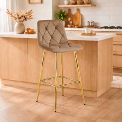 ARTOOL Scaun de bar Artool Nado din catifea maro cu picioare aurii, 43.5x49x102 cm (4226_1)