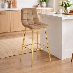ARTOOL Scaun de bucatarie/bar, Artool, Arceto, catifea maro, picioare metal auriu, 43.5x49x102 cm (4257_1)