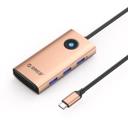 ORICO PW11 6in1 USB-C Docking Station 3x USB-A 3.0 1x USB-C 3.0 1x USB-C PD 100W 1x HDMI 4K 30Hz - Rose Gold (ORICO-PW11-6P-RG-EP) - pcone