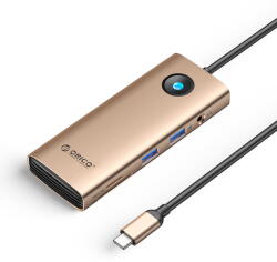 ORICO PW11 8in1 USB-C Docking Station 2x USB-A 3.0 1x USB-C PD 100W 1x HDMI 4K 60Hz 1x microSD/SD 1x RJ45 Gigabit Ethernet 1x Audio 3.5mm - Rose Gold (ORICO-PW11-8PM-RG-EP) - pcone