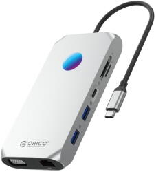 ORICO XCR 12in1 RGB USB-C Docking Station 2x USB-A 3.1 1x USB-A 2.0 1x USB-C PD 100 W 1x USB-C 3.1 2x HDMI 2.0 4K 60Hz 1x VGA 1080p 1x microSD/SD 3.0 1x RJ Gigabit Ethernet 1x Audio CTIA 3.5 mm - Gray (ORIC