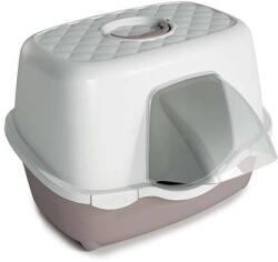 Stefanplast Chic Outdoor 56x54, 5x39cm kültéri fedett macska WC kis tetővel a víz elvezetésért fehér/világos barna