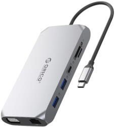 ORICO XCR 12in1 USB-C Docking Station 3x USB-A 3.1 1x USB-A 2.0 1x USB-C PD 100W 1x USB-C 3.1 1x HDMI 1.4 4K 30 Hz 1x VGA 1080p 1x SD 3.0 1x microSD 3.0 1x RJ45 Gigabit Ethernet 1x audio CTIA 3.5 mm - Gray 