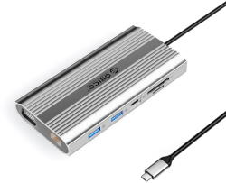 ORICO XDR 12in1 USB-C Docking Station USB-A USB-C HDMI 4K VGA RJ45 Gigabit PD 100W SD and microSD Card Reader - Silver (ORICO-XDR-X22-SV-BP) - pcone