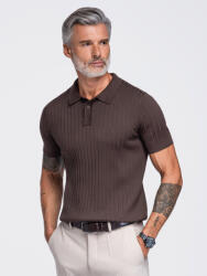 Ombre Clothing Мъжка поло тениска с вискоза, кройка SLIM FIT, с вертикални ивици - светло кафява V5 OM-POSS-0180 Ombre Clothing Ombre Clothing | Kafyav | МЪЖЕ | XL
