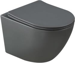 INVENA Tavro vas wc cu capac soft-close agăţat fără margine gri mat CE-71-007 (CE71007)