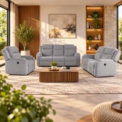 Sersimo Set canapele relax electrice pentru living, 3+2+1 locuri, cu reglare prin buton pentru pozitie confortabila, suporturi pentru picioare ajustabile, por (SPOT-1212872-212611)