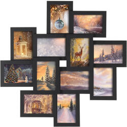 SONGMICS rama foto colaj de perete pentru 12 poze 10x15 cm, neagra, din MDF (EZ-RPF22BK)