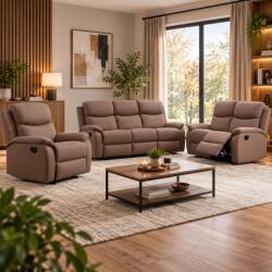 Sersimo Set canapele relax pentru living, 3 piese, configuratie 3+2+1 locuri, cu 5 functii de relaxare si spatare reglabile pentru confort la citit si viziona (SPOT-1170331-160962)