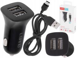 Autós töltő 2x Usb 2.10 A Usb-c fekete (KX5333_2)