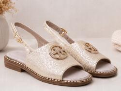Goodin Arany női szandál elegáns, dekoratív csattal és slingback pánttal 40-es
