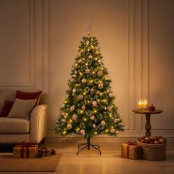  Brad de Crăciun artificial cu globuri 120 cm 150 LED-uri (3461255-3461255)