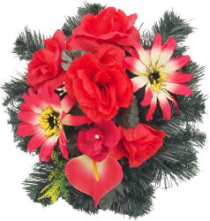  Selyemkoszorú (30cm) - Rózsa-gerbera - Piros #1