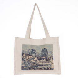 SHOPIKA Geanta de umar din material textil cu imprimeu inspirat dintr-o pictura in tuse albastre a lui Van Gogh